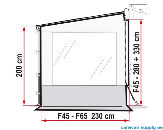 Sidevegg Side W Pro XXL F45 H:280-330 m/vindu+kapp