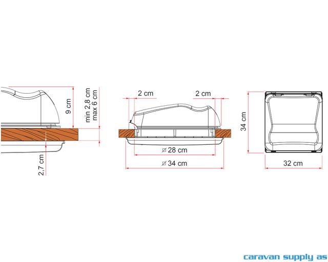 Takluke 28x28cm Fiamma Vent 28 F crystal