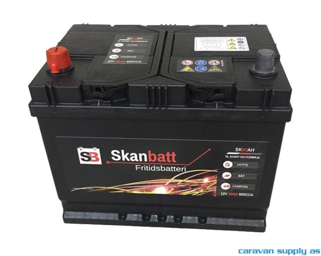 Fritidsbatteri SkanBatt 12V 80AH inkl. luftslange