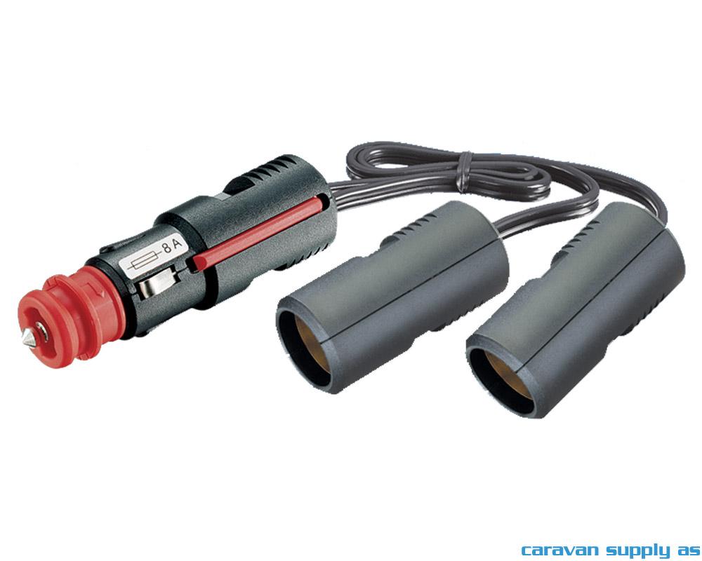 12V adapter uni plugg --> 2 x uni plugg m/kabel 15