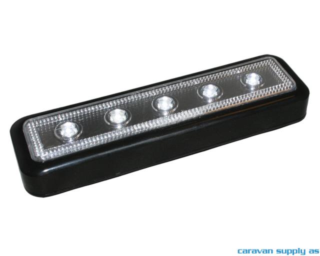 Lampe til trinn 5LED m/borrelås 16x5cm svart