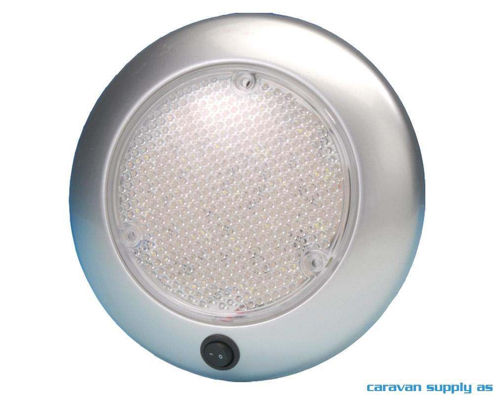 Lampe Dome m/bryter LED 12V Ø15cm sølvgrå