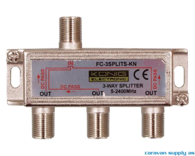 Split 3-way til f-connector m/DC-pass