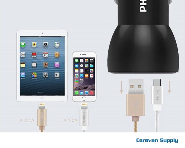 Billader med USB C og UCB A
